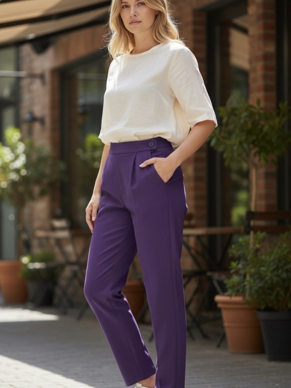 Vintage La Bene Purple High Waist Pleated Pants Size 26